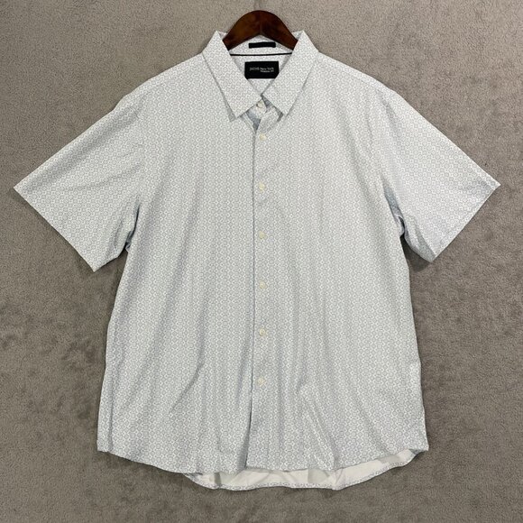 NEW Jachs New York Men's XL Short Sleeve Button-Up Shirt White Pattern - Picture 2 of 8